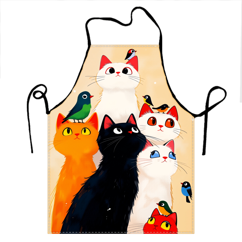Cute Cats And Birds Apron For  - Kitchen Baking Area Ideas 评论和价格
