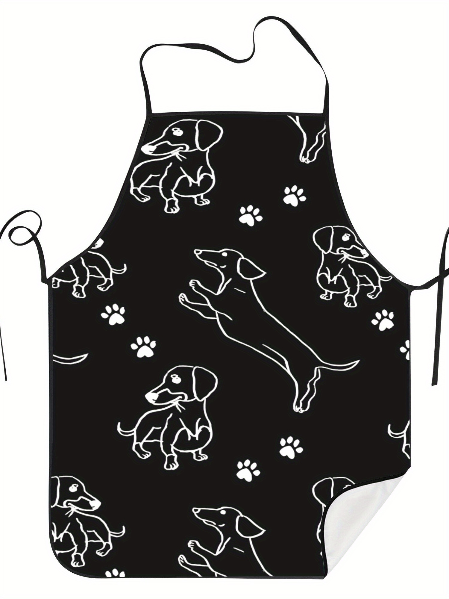 Dachshund Paw Print Apron Blac - Kitchen Baking Background 评论和价格