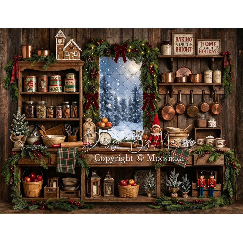 Mocsicka Christmas Rustic Kitc - Kitchen Baking Background 评论和价格