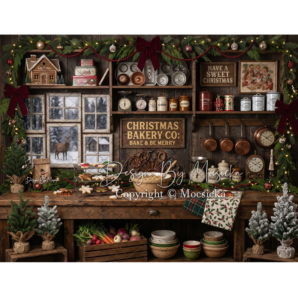 Mocsicka Christmas Rustic Kitc - Kitchen Baking Background 评论和价格