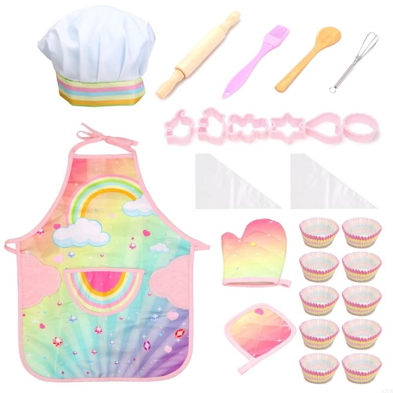 Kids Baking Apron Set With Glo - Kitchen Kids Baking Set 评论和价格