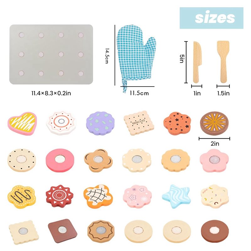 WOWFU-Wooden Cookie Play Food  - Kitchen Kids Baking Set 评论和价格