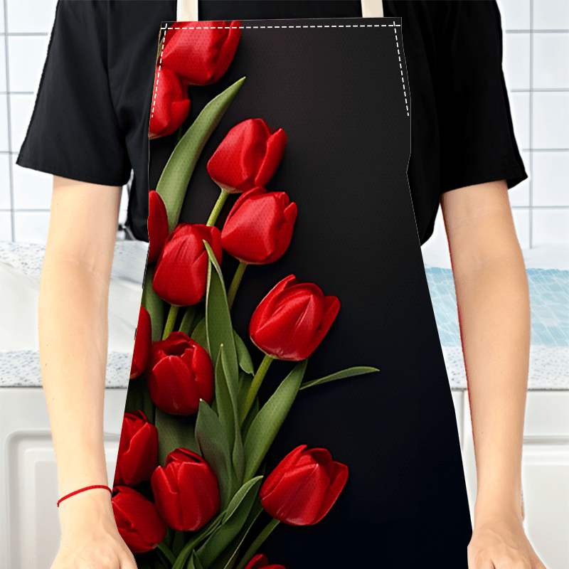 1pc Red Tulip Flower Black Bac - Kitchen Baking Background 评论和价格