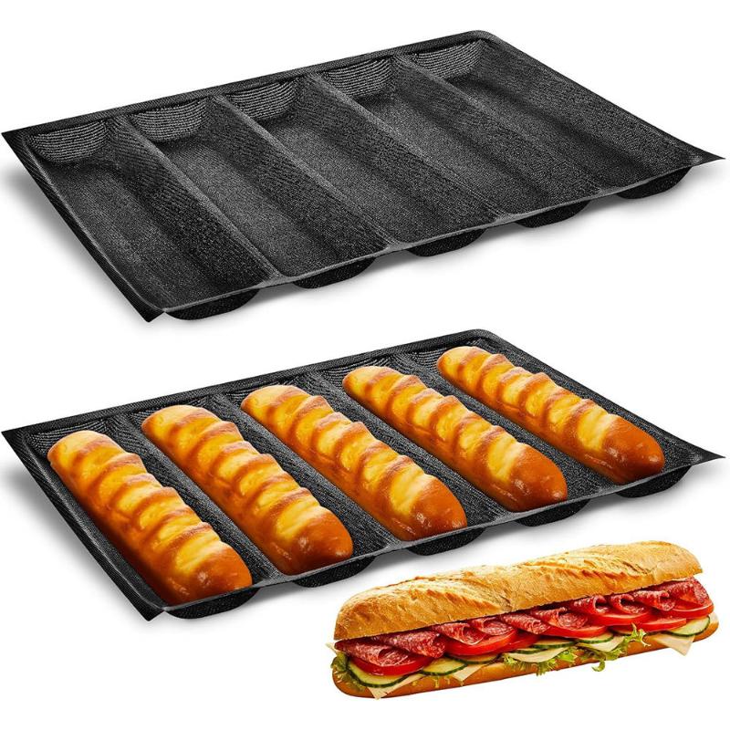 5 Cavity Hoagie Rolls Pan Nons - Kitchen Essentials Baking Tray 评论和价格