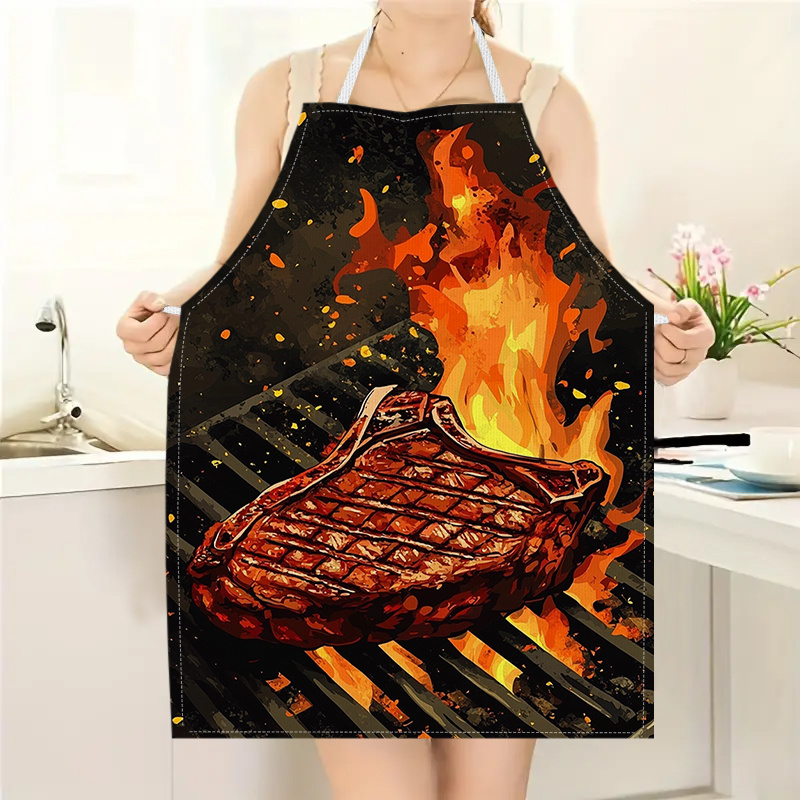 1pc BBQ Steak Apron with Flame - Kitchen Baking Area Ideas 评论和价格