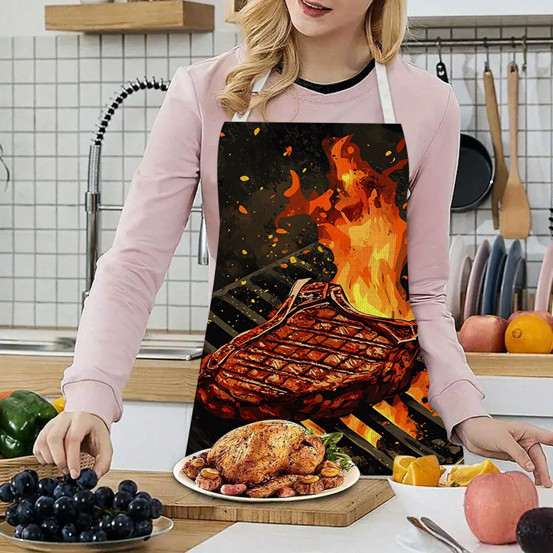 1pc BBQ Steak Apron with Flame - Kitchen Baking Area Ideas 评论和价格