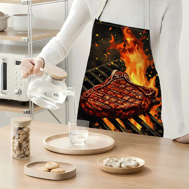 1pc BBQ Steak Apron with Flame - Kitchen Baking Area Ideas 评论和价格