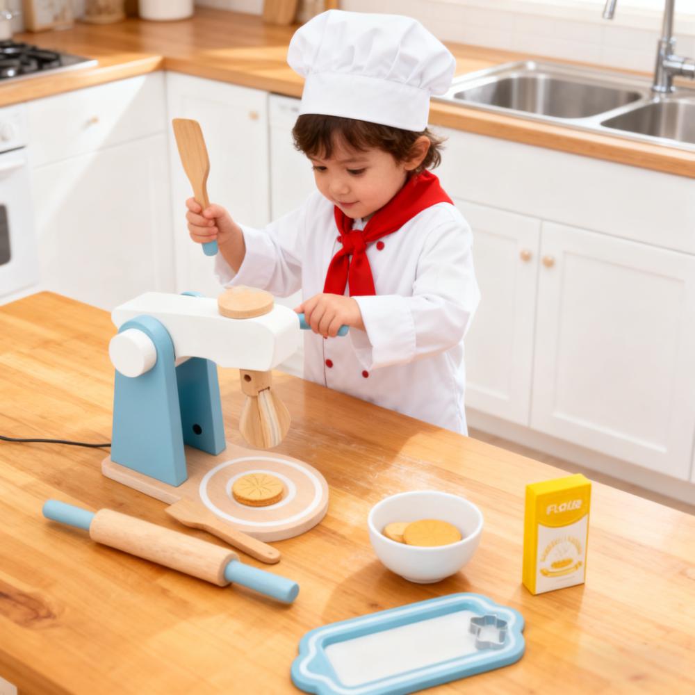 Wooden Pretend Kitchen Playset - Kitchen Kids Baking Set 评论和价格